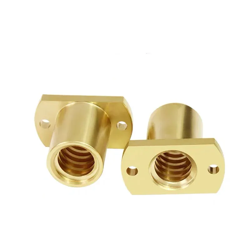 TEBAK T-trapezoidal Double Cut Side Copper Flange Nut Lead Screw T10 T12 T4 T16 T18 T20 T25 T28 T30Customized Lead Screw Nut Copper