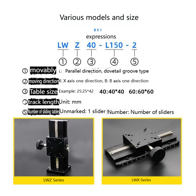 TEBAK Z-axis Manual Vertical Lifting Table LWZ25-L50 100 150 200 Dovetail Rack Sliding Table Machine Tools Accessories view 2
