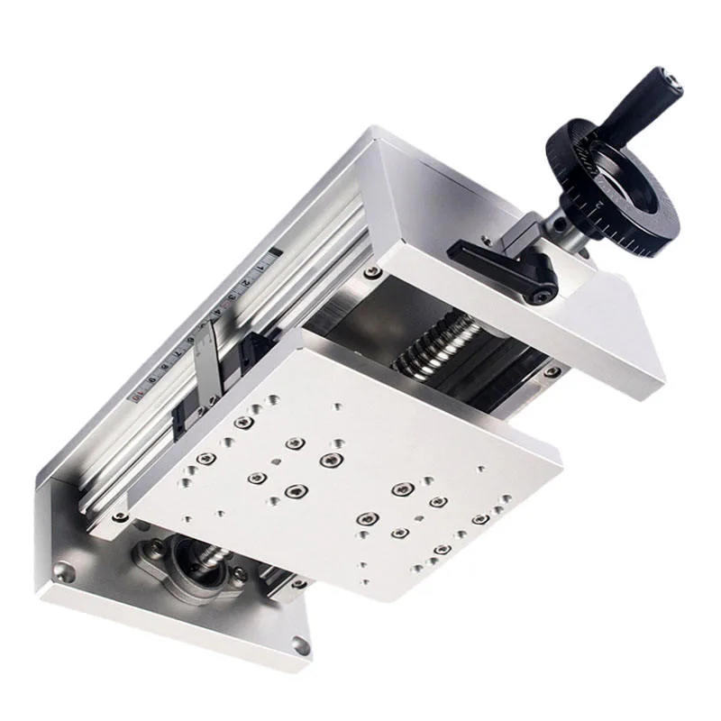 TEBAK Precision X-axis Double Line Ball Screw Fine Adjustment Slide Table Hand Cranked Heavy-duty Linear Guide Rail Stroke 100-300 view 3