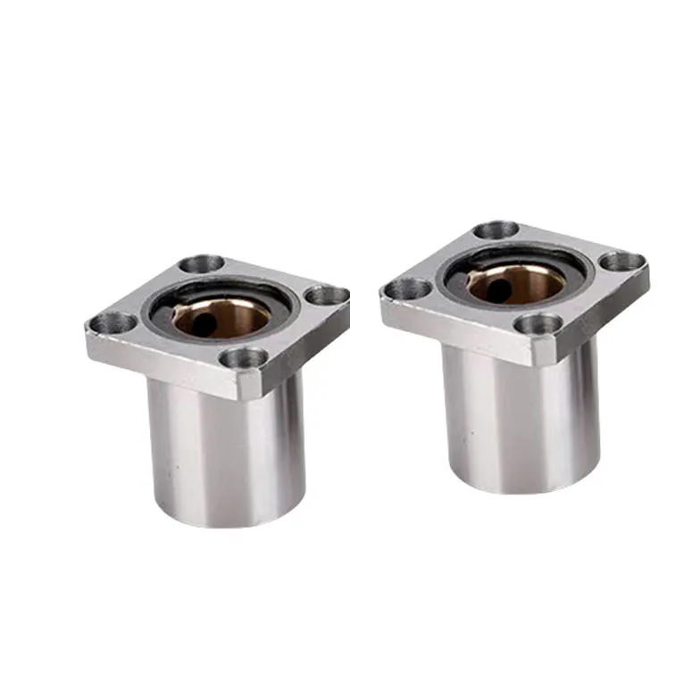 TEBAK Linear Bearings with Inner Copper and Outer Steel Square Flanges Double Cut Edge Bearings for Motor Gear PLC Applications view 4