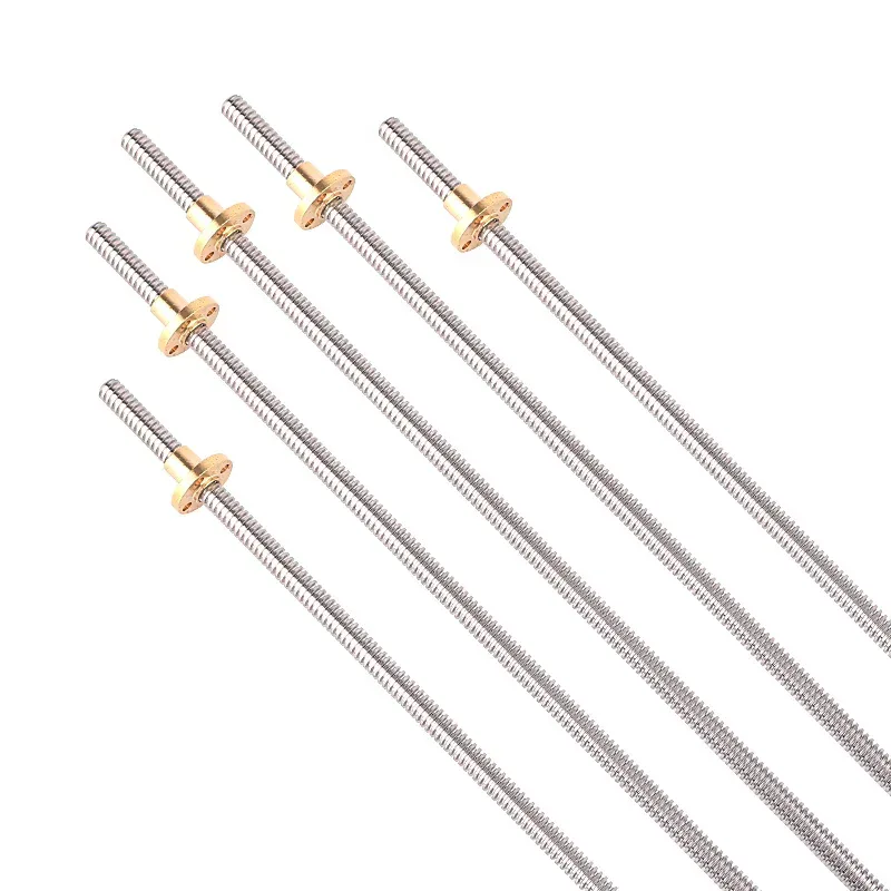TEBAK 304 Stainless Steel 8mm Threaded Rods Tr8x8 Tr8*8 Tr8 Trapezoidal Lead Screw 500mm 600mm 800mm Length 4 Starts with Brass Nut view 5