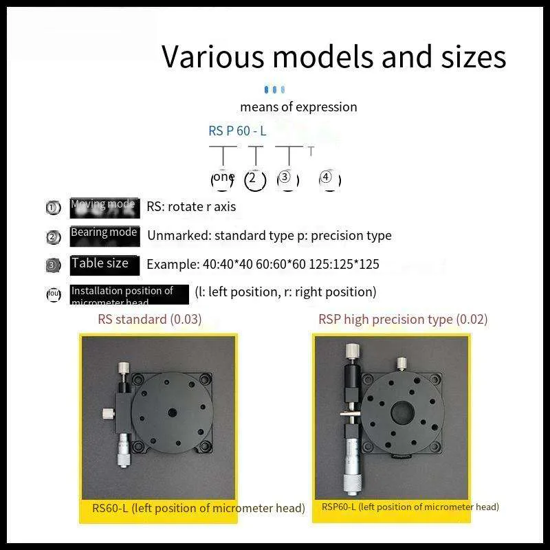 TEBAK RS 60 90 100 125L Precision Manual Micro-Adjustment Rotary Sliding Table R-Axis Manual Rotary Platform Tool view 3