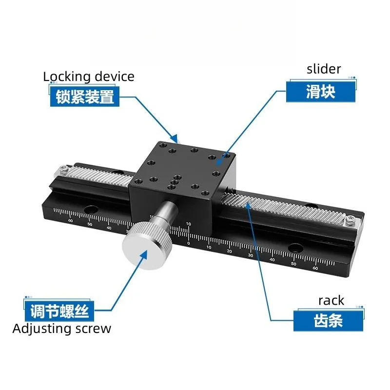 TEBAK X-Axis Displacement Platform LWX60-L100 Stainless Steel Dovetail Rack and Pinion Sliding Table 150 200 300 400 500 Size view 3