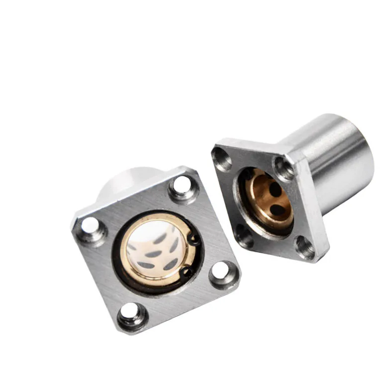 TEBAK Linear Bearings with Inner Copper and Outer Steel Square Flanges Double Cut Edge Bearings for Motor Gear PLC Applications view 3