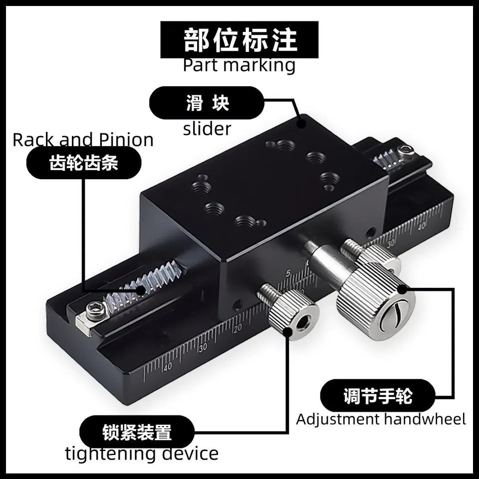 TEBAK X-Axis Displacement Platform LWX60-L Long-Stroke Manual Fine-Tuning Slide Table Dovetail Rack-and-Pinion Tool view 3