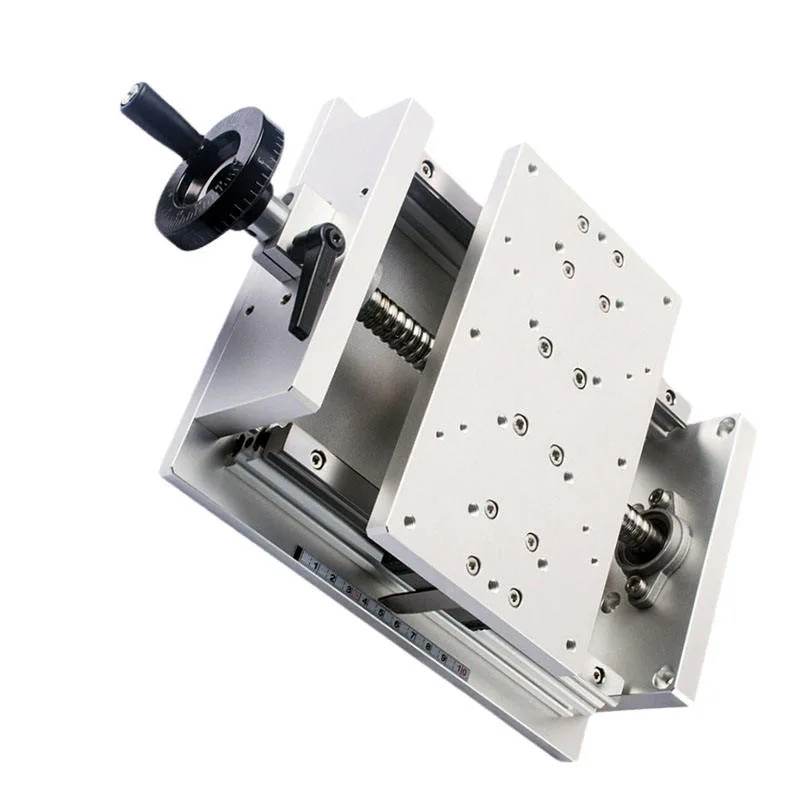 TEBAK Precision X-axis Double Line Ball Screw Fine Adjustment Slide Table Hand Cranked Heavy-duty Linear Guide Rail Stroke 100-300 view 2