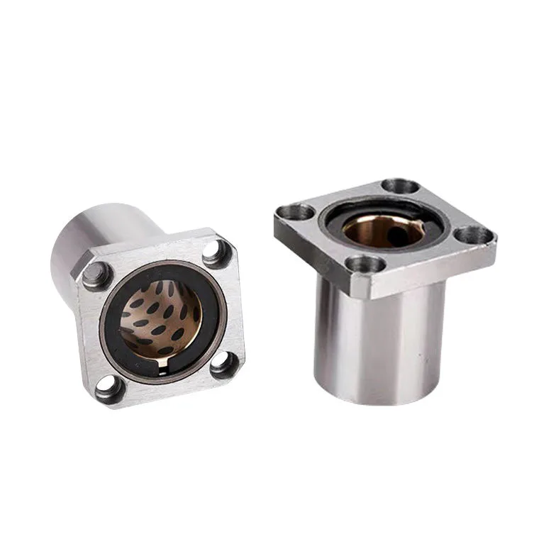 TEBAK Linear Bearings with Inner Copper and Outer Steel Square Flanges Double Cut Edge Bearings for Motor Gear PLC Applications