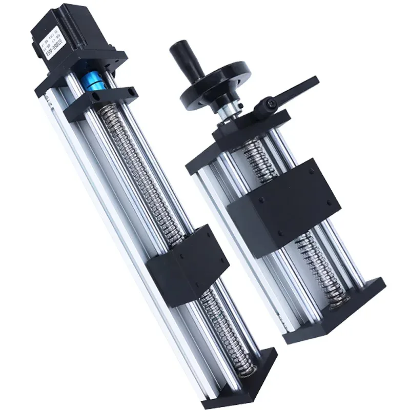 TEBAK Transmission Ball Screw Linear Guide Sliding Table Motion Module with Manual Crank Wheel Cross Elevation view 3