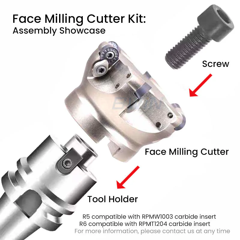 TEBAK EMR 5R50-22-4T Shank Profiling Cutter Face Milling Cutter Head with RPMW Insert view 5