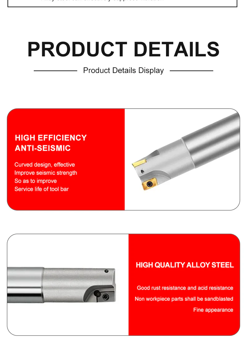 TEBAK CNC Machine BAP300R Indexable Milling Holder Milling Cutters Bar APMT1135 Carbide Insert Arbor Right Angle view 6