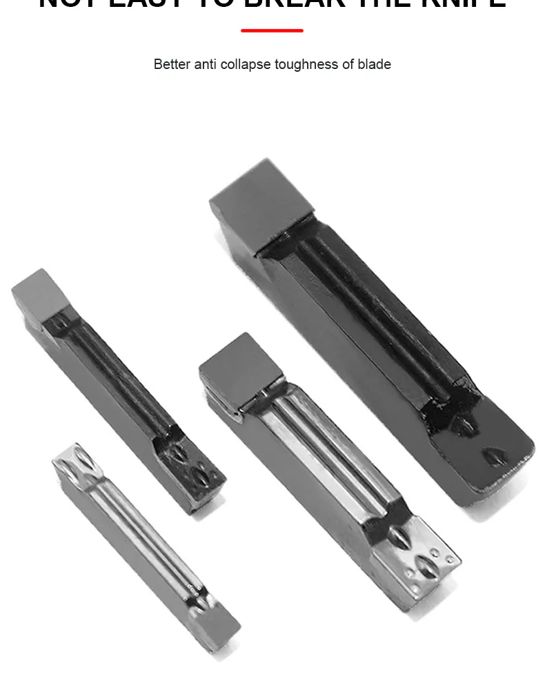 TEBAK CNC Lathe Slotting Insert for HSS Cutting MGGN200/300/400-LH Flat Head 2mm Lathe Slotting Blade Grain view 2