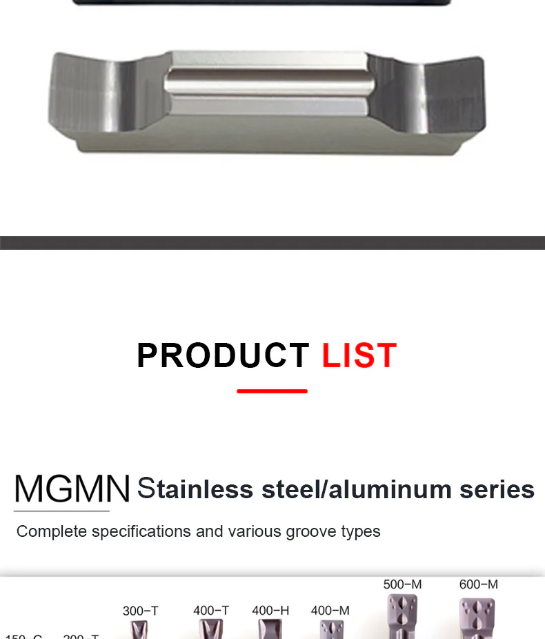TEBAK CNC Lathe Slotting Insert for HSS Cutting MGGN200/300/400-LH Flat Head 2mm Lathe Slotting Blade Grain view 4
