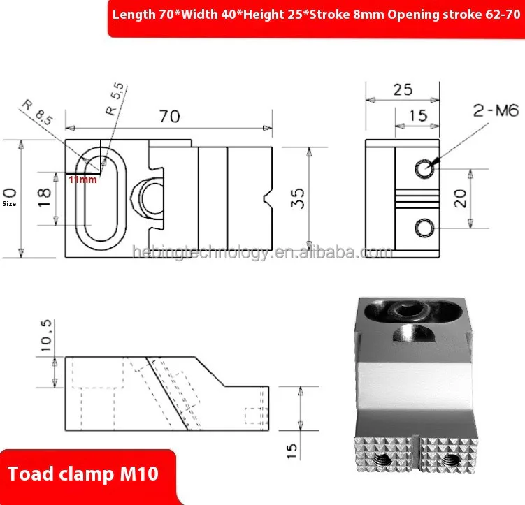 TEBAK One-Way Heavy-Duty OK Clamp M8–M12 view 3