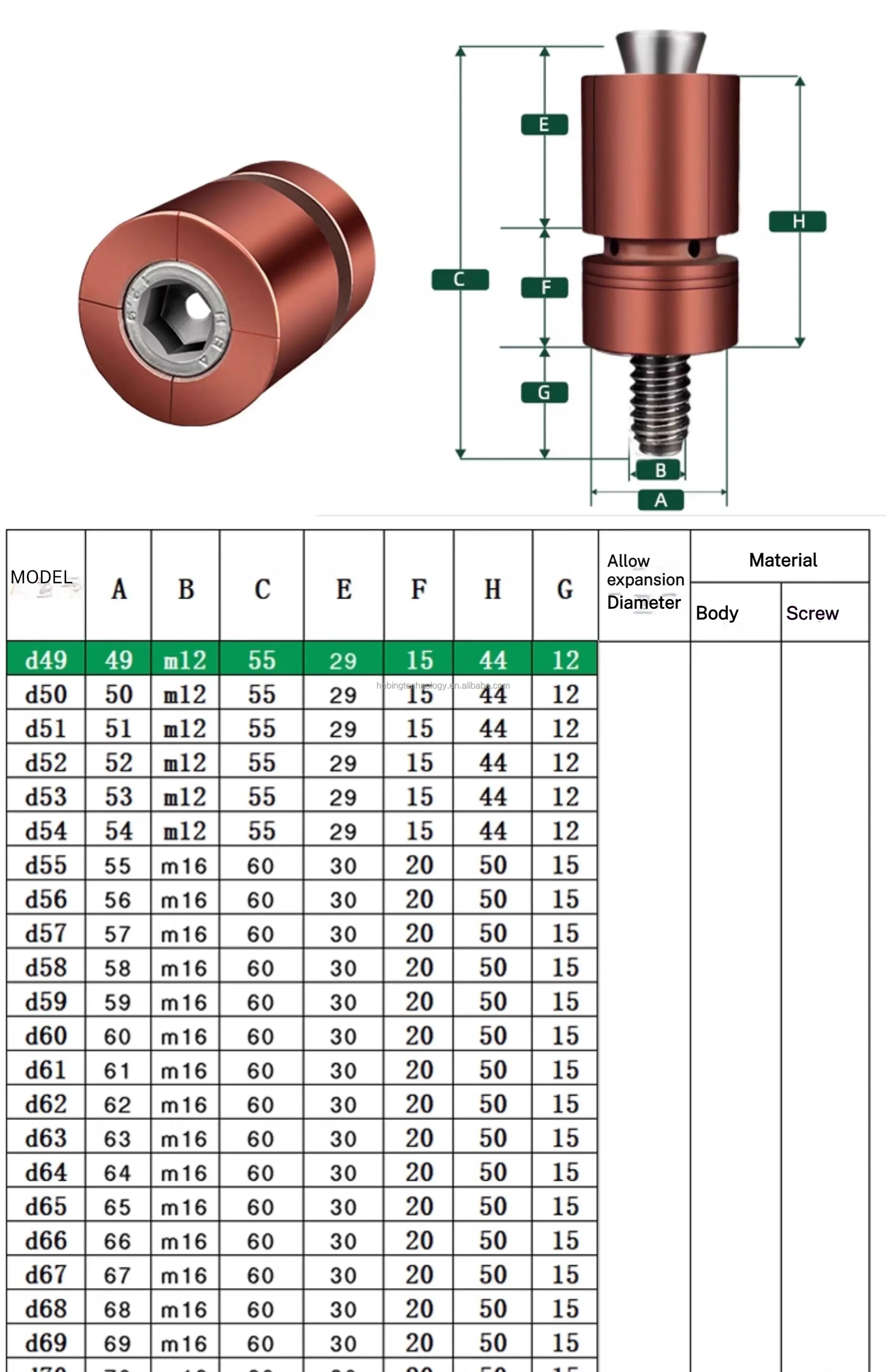 TEBAK D5–D99 Expansion Fixture Internal Support view 5