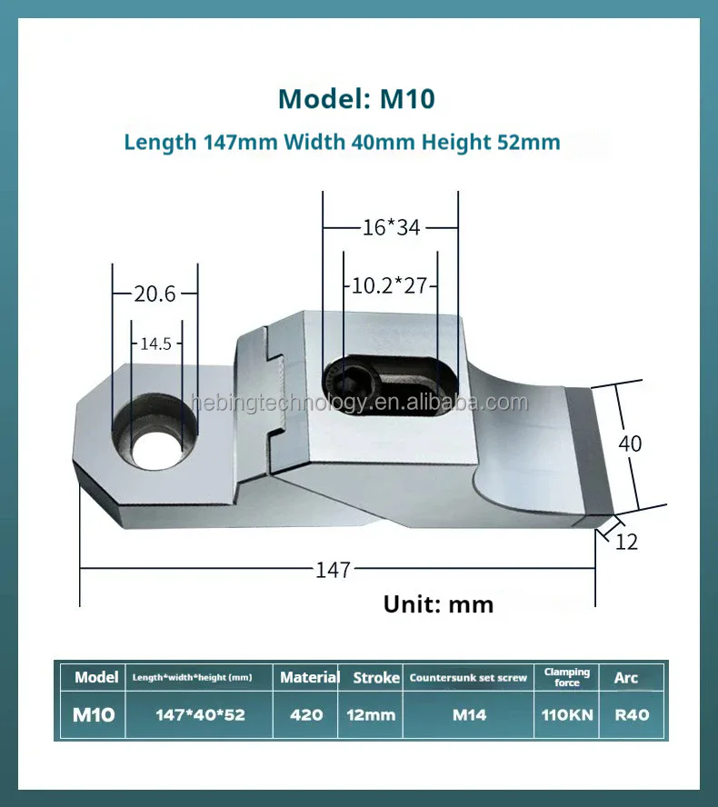 TEBAK Bench Side Fixture Clamp M8–M24 view 2