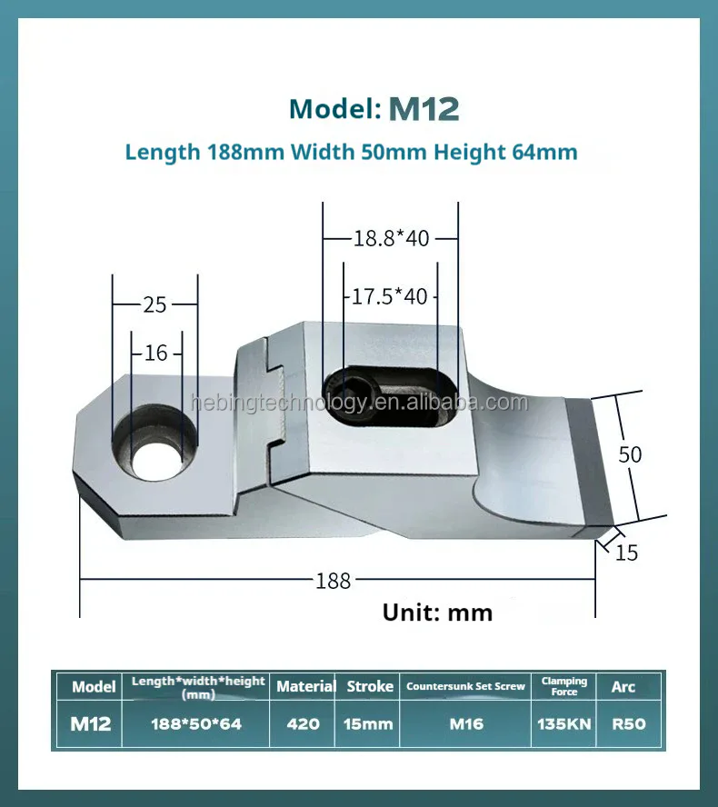 TEBAK Bench Side Fixture Clamp M8–M24 view 5