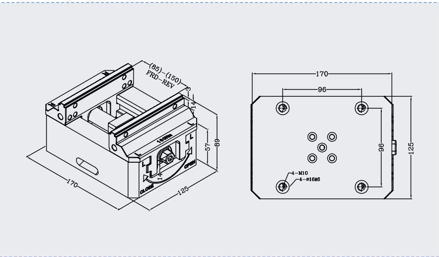 TEBAK Precision H125 Style 4-axis 5-axis Universal Vice Precision Vise CNC Vise Self Centering Vise view 3