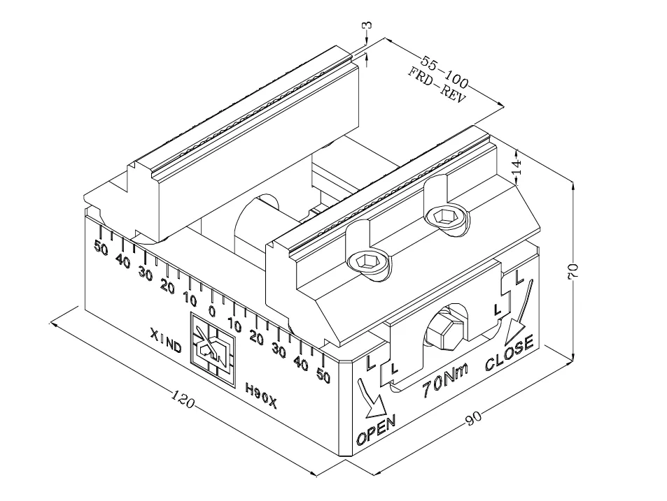 TEBAK H67-H90X Toolmakers Hand Movement Milling Machine Precision Three Four Five Axis CNC Self Centering Vise view 4