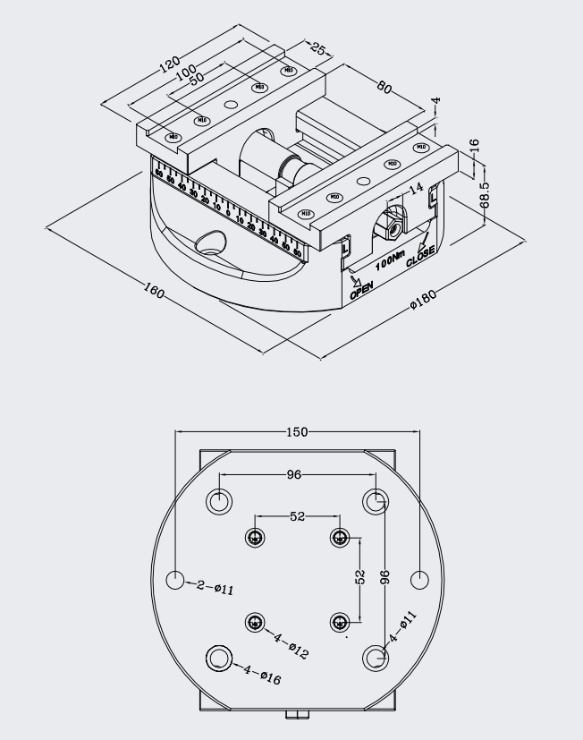 TEBAK CNC Modular Self-centering 5-axis Vise view 3