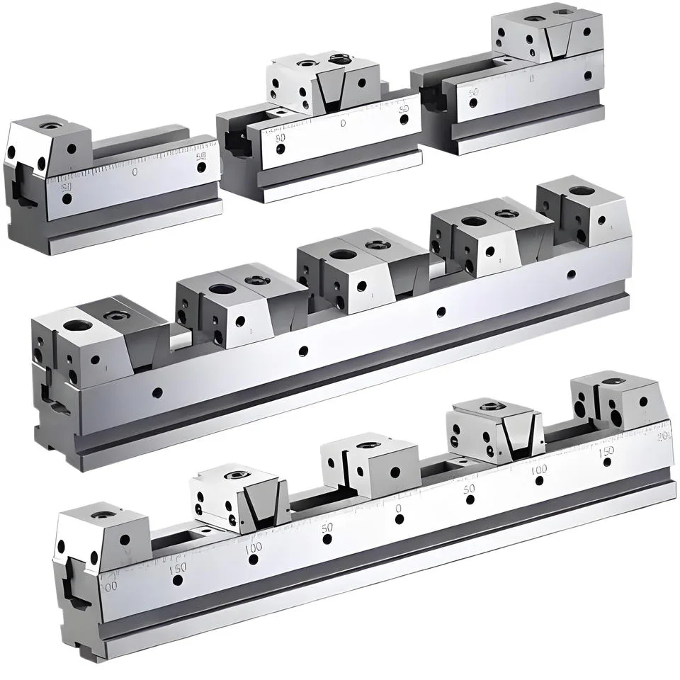 TEBAK Multi-station Pneumatic Fixture Tooling, Parallel CNC Copper Tool Fixture Machining Center Self-centering Table Vise Design view 4