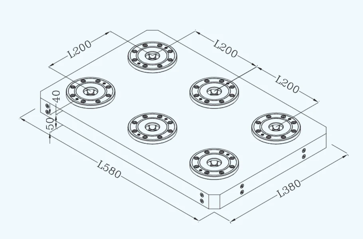 TEBAK C6 Pneumatic Chuck Precision Steel MTS Pneumatic 4-center Zero Point System Chuck for CNC Heavy Machining view 3